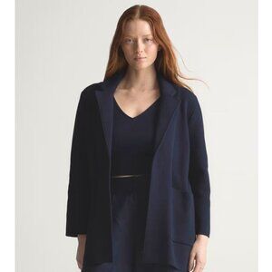 Quince 100% Organic Cotton Knit Blazer in Navy Blue Medium (M)